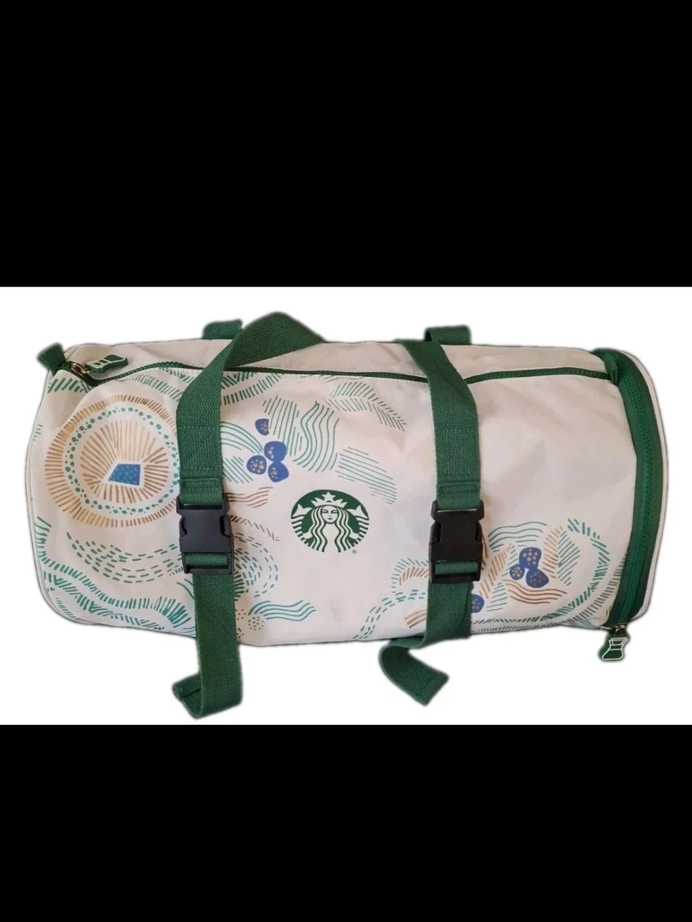 STARBUCKS White & Green Large Capacity GYM BAG Travel Bag TOTE BAG